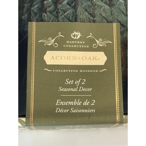 Acorn+Oak" decorative acorns from the Harvest Collection Set Of 2 NIB Fall Decor - Picture 2 of 6